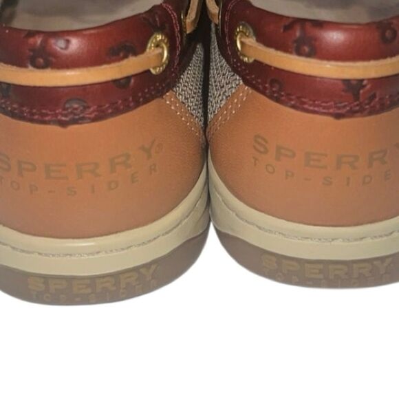 Sperry Burgandy Angelfish Leather Anchor Embossed Top Sider Boat Shoe Size 9.5 - Picture 4 of 10
